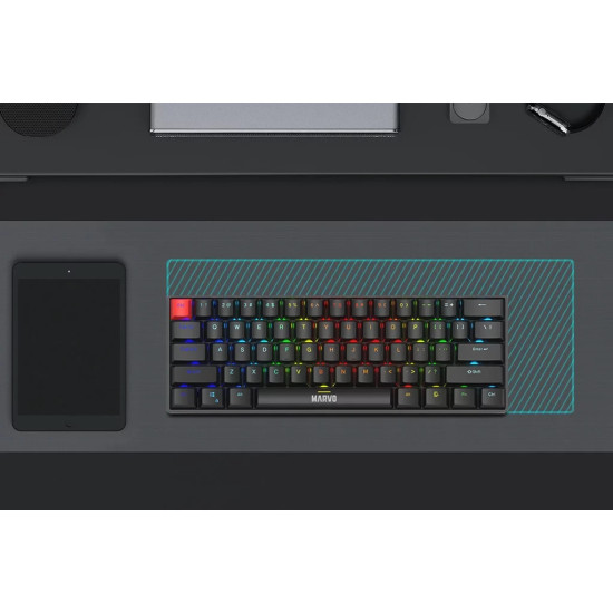 Marvo механична геймърска клавиатура Gaming Mechanical keyboard Saber 61 KG933G - 61 keys, Red Switches [Linear]