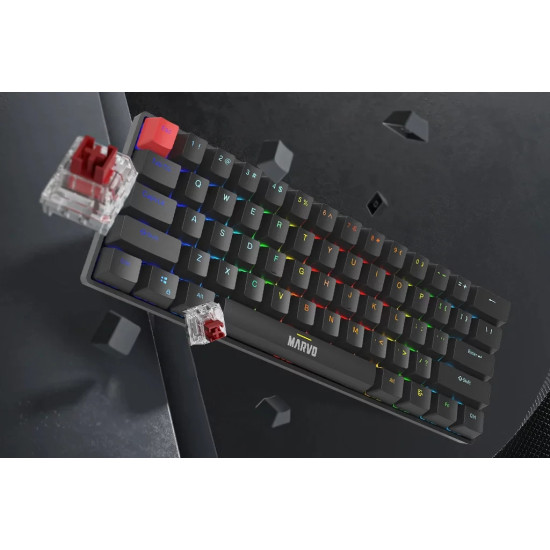 Marvo механична геймърска клавиатура Gaming Mechanical keyboard Saber 61 KG933G - 61 keys, Red Switches [Linear]