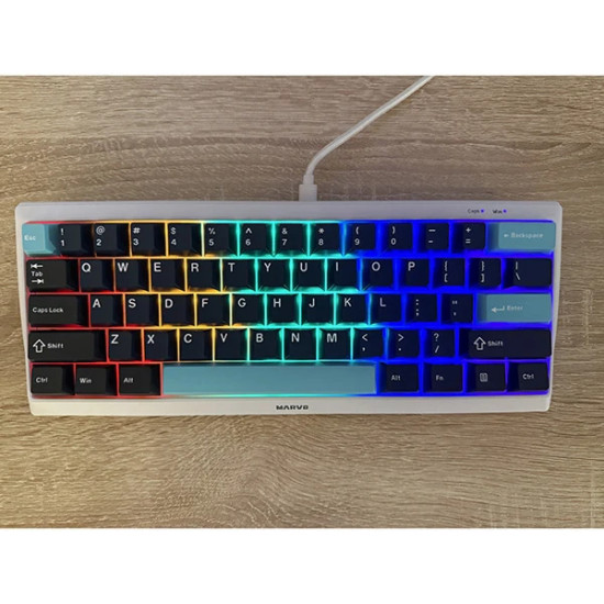 Marvo капачки за клавиатура Custom Keycap Set PBT, 104 keys, Dark Blue, Black, Cyan - MARVO-KP-01-BL