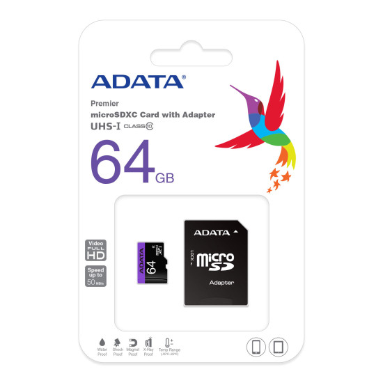 ADATA SDMICRO 64GB UHS-I CL10 PLASTIC ADATA SDMICRO 64GB UHS-I CL10 PLASTIC
