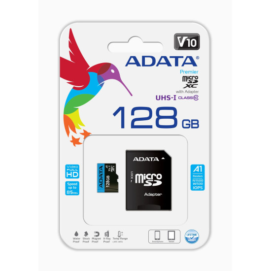 ADATA SDMICRO 128GB UHS-I CL10 V10 PLASTIC ADATA SDMICRO 128GB UHS-I CL10 V10 PLASTIC