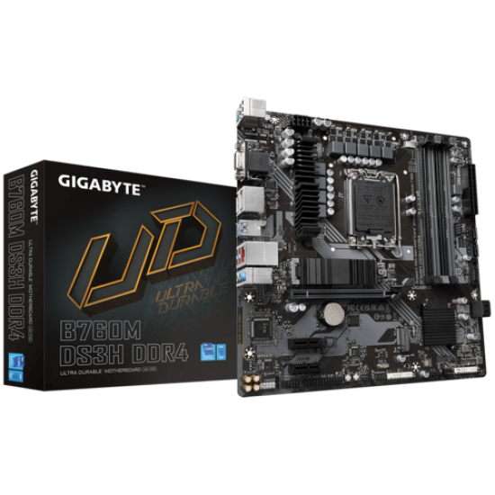 GB B760 4xDDR4 4xSATA3 RAID HDMI 2DP VGA 2xM2 GLAN 1xPCIEx16 2xPCIEx1 GB B760 4xDDR4 4xSATA3 RAID HDMI 2DP VGA 2xM2 GLAN 1xPCIEx16 2xPCIEx1