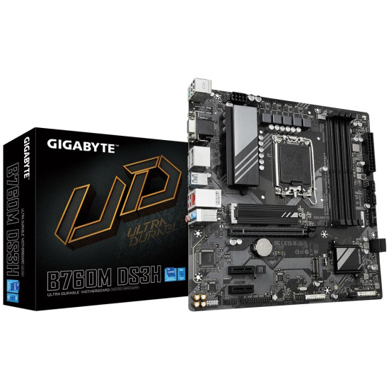 GB B760 4xDDR5 4xSATA3 RAID HDMI 2DP VGA 2xM2 GLAN 1xPCIEx16 2xPCIEx1 GB B760 4xDDR5 4xSATA3 RAID HDMI 2DP VGA 2xM2 GLAN 1xPCIEx16 2xPCIEx1