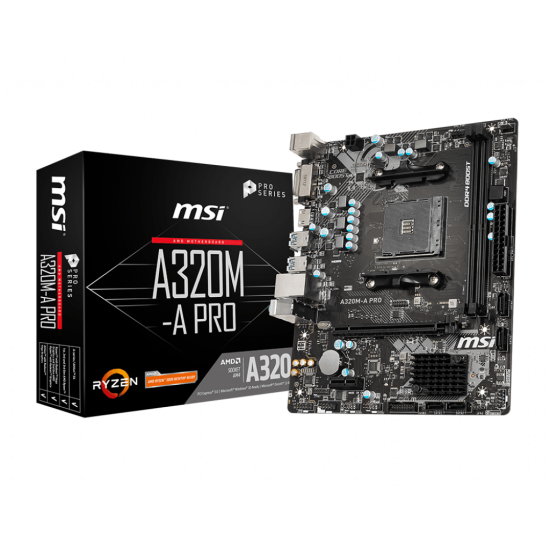 MSI A320 2xDDR4  4xSATA3  RAID HDM DVI            GLAN        1xPCIEx16 1xPCIEx1