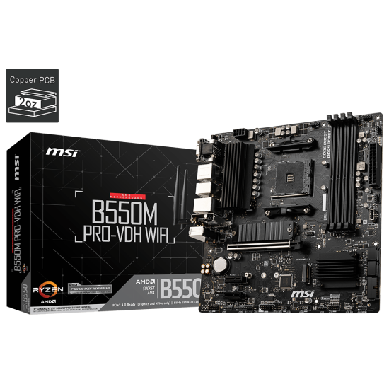 MSI B550 4xDDR4  4xSATA3  RAID HDMI DP  VGA 2xM2 GLAN        1xPCIEx16 2xPCIEx1 WiFi