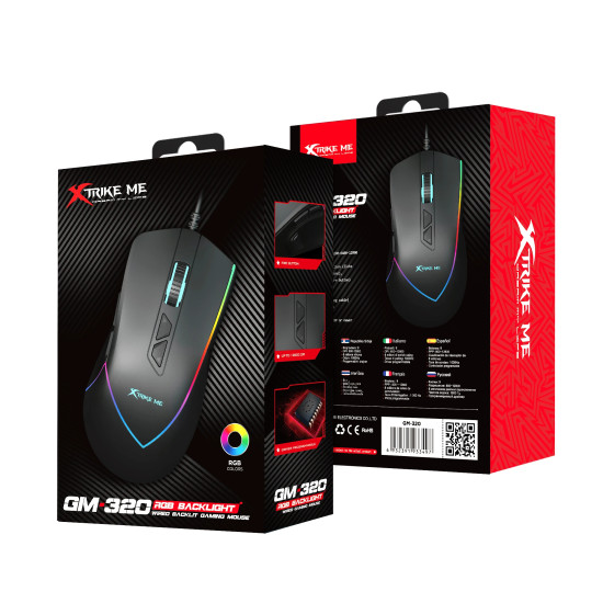 Xtrike ME Геймърска мишка Gaming Mouse GM-320 Black -12800dpi, RGB Xtrike ME Геймърска мишка Gaming Mouse GM-320 Black -12800dpi, RGB
