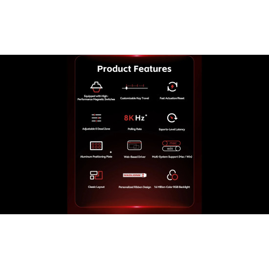 Madlions професионална геймърска механична клавиатура Professional Gaming Mechanical Keyboard MAD 60 PRO - Black, 8K, Sealed Silver Magnetic [Linear]