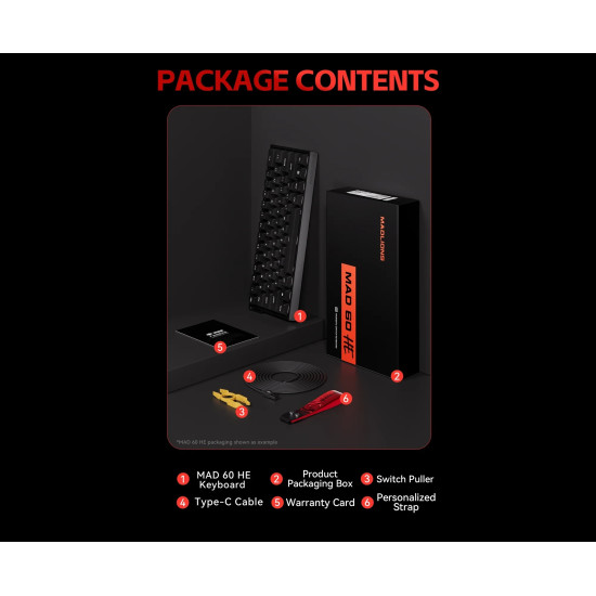 Madlions професионална геймърска механична клавиатура Professional Gaming Mechanical Keyboard MAD 60 PRO - Black, 8K, Sealed Silver Magnetic [Linear]