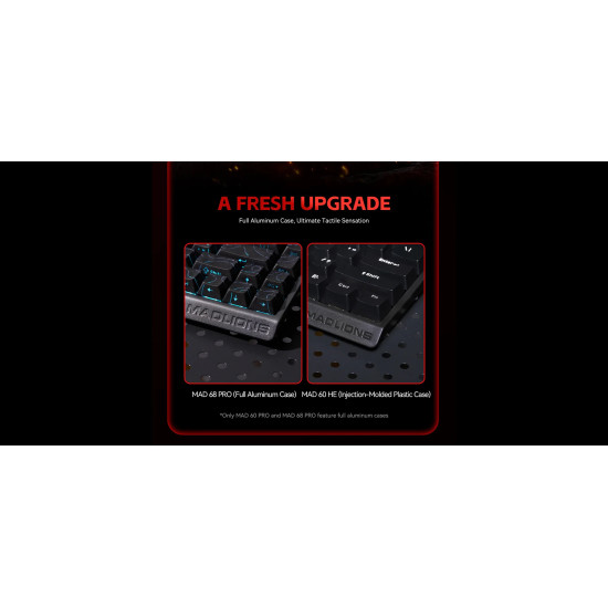 Madlions професионална геймърска механична клавиатура Professional Gaming Mechanical Keyboard MAD 68 PRO - Black, 8K, Sealed Silver Magnetic [Linear]