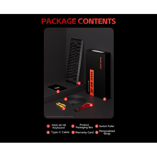 Madlions професионална геймърска механична клавиатура Professional Gaming Mechanical Keyboard MAD 68 PRO - Black, 8K, Sealed Silver Magnetic [Linear]