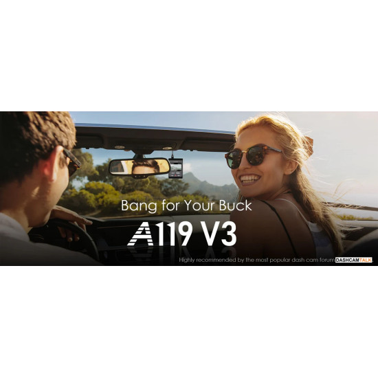 VIOFO Видеорегистратор Dash Cam A119 V3-G - GPS Module, Quad HD+, HDR, Sony STARVIS VIOFO Видеорегистратор Dash Cam A119 V3-G - GPS Module, Quad HD+, HDR, Sony STARVIS