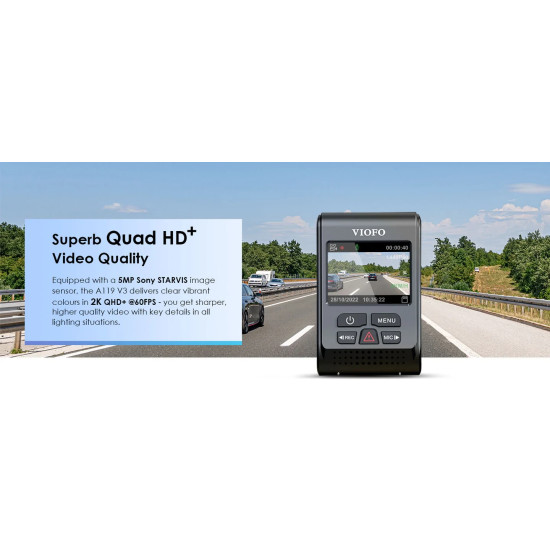 VIOFO Видеорегистратор Dash Cam A119 V3-G - GPS Module, Quad HD+, HDR, Sony STARVIS VIOFO Видеорегистратор Dash Cam A119 V3-G - GPS Module, Quad HD+, HDR, Sony STARVIS