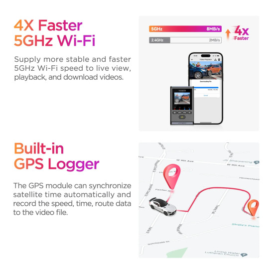 VIOFO Видеорегистратор Dash Cam A119 MINI 2 - GPS Module, 2K HDR, Sony STARVIS 2