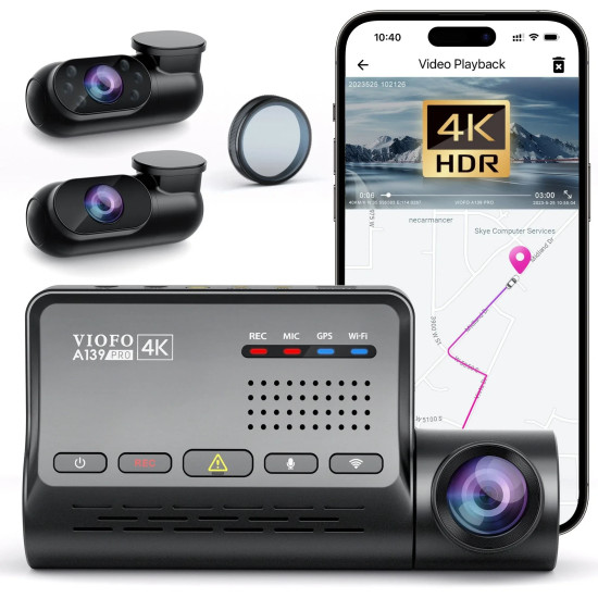 VIOFO Видеорегистратор Dash Cam A139 PRO 3 Channel - 4K UHD, Sony STARVIS 2, GPS VIOFO Видеорегистратор Dash Cam A139 PRO 3 Channel - 4K UHD, Sony STARVIS 2, GPS