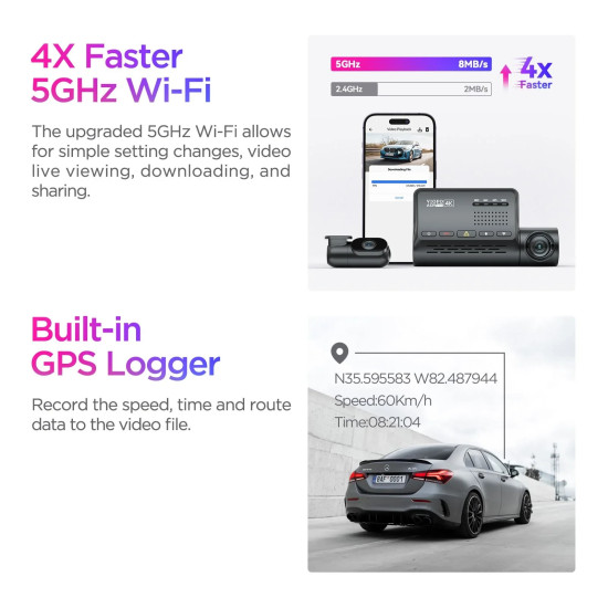 VIOFO Видеорегистратор Dash Cam A139 PRO 3 Channel - 4K UHD, Sony STARVIS 2, GPS VIOFO Видеорегистратор Dash Cam A139 PRO 3 Channel - 4K UHD, Sony STARVIS 2, GPS