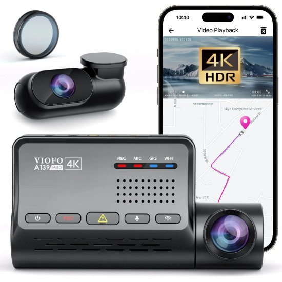 VIOFO Видеорегистратор Dash Cam A139 PRO 2 Channel - 4K UHD, Sony STARVIS 2, GPS VIOFO Видеорегистратор Dash Cam A139 PRO 2 Channel - 4K UHD, Sony STARVIS 2, GPS