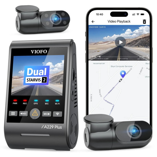 VIOFO Видеорегистратор Dash Cam A229 Plus 3 Channel - 2K, HDR, Sony STARVIS 2, GPS VIOFO Видеорегистратор Dash Cam A229 Plus 3 Channel - 2K, HDR, Sony STARVIS 2, GPS