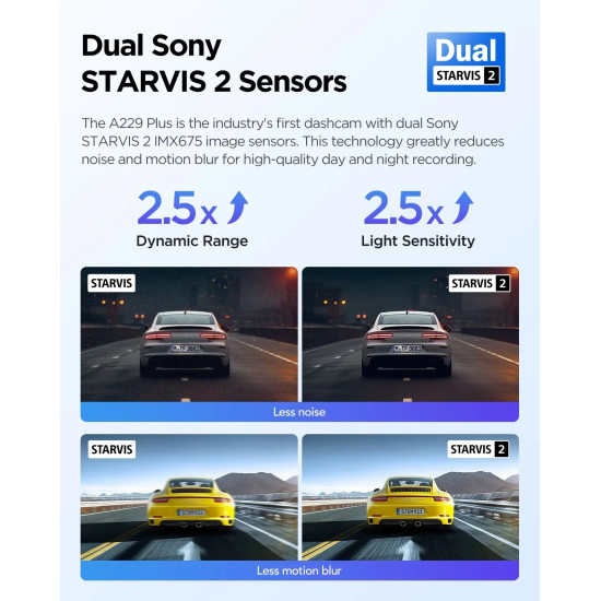 VIOFO Видеорегистратор Dash Cam A229 Plus 3 Channel - 2K, HDR, Sony STARVIS 2, GPS VIOFO Видеорегистратор Dash Cam A229 Plus 3 Channel - 2K, HDR, Sony STARVIS 2, GPS