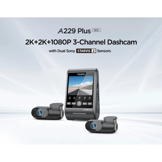 VIOFO Видеорегистратор Dash Cam A229 Plus 3 Channel - 2K, HDR, Sony STARVIS 2, GPS VIOFO Видеорегистратор Dash Cam A229 Plus 3 Channel - 2K, HDR, Sony STARVIS 2, GPS