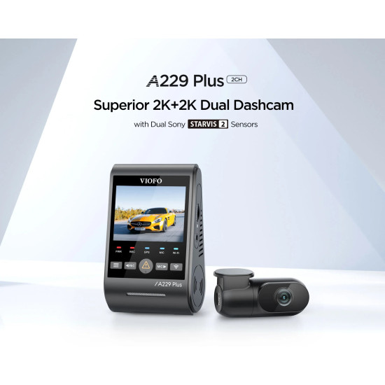VIOFO Видеорегистратор Dash Cam A229 Plus 2 Channel - 2K, HDR, Sony STARVIS 2, GPS