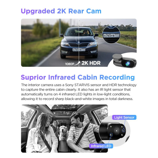VIOFO Видеорегистратор Dash Cam A229 Pro 3 Channel - 4K, HDR, Dual Sony STARVIS 2, GPS, Bluetooth