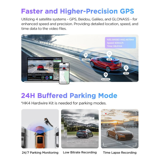 VIOFO Видеорегистратор Dash Cam A229 Pro 3 Channel - 4K, HDR, Dual Sony STARVIS 2, GPS, Bluetooth