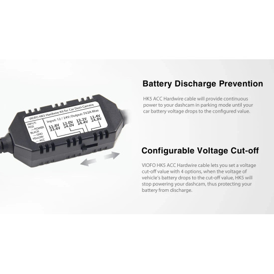 VIOFO Монтажен комплект Hardwire Kit - HK5 Type-C - Low Voltage Battery Protection