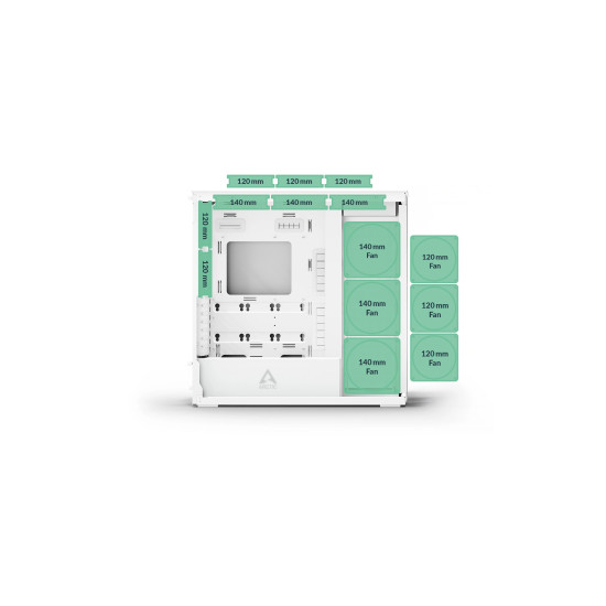 Arctic кутия Case E-ATX - Xtender (White) - 5 A-RGB Fans included Arctic кутия Case E-ATX - Xtender (White) - 5 A-RGB Fans included