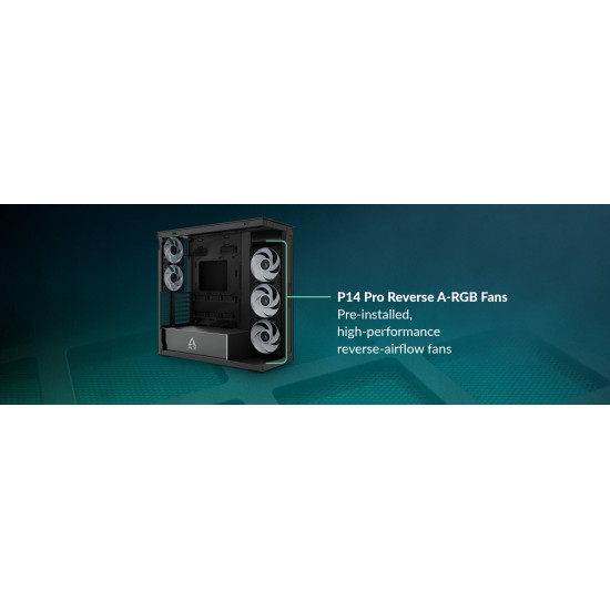 Arctic кутия Case E-ATX - Xtender (Mirror Black) - 5 A-RGB Fans included Arctic кутия Case E-ATX - Xtender (Mirror Black) - 5 A-RGB Fans included