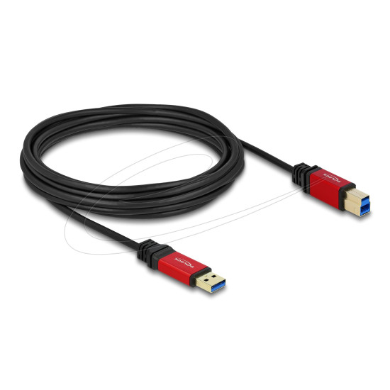 Кабел Delock USB-A 3.0 5Gbps мъжко - USB-B 5Gbps мъжко, 5 м, Premium, Черен