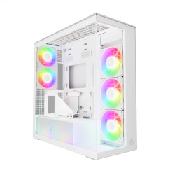 Arctic кутия Case E-ATX - Xtender VG (White) - PCIe Gen 4 riser included, 5 A-RGB Fans included