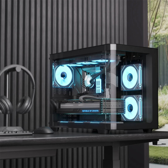 AeroCool кутия Case mATX - P300C-G-BK-v1 - 3 x 120 mm Infinity Mirror A-RGB
