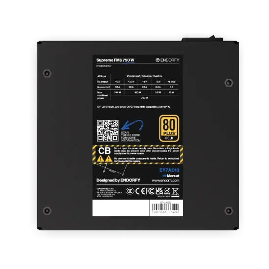 Power Supply Endorfy Supremo FM6 750W 80+ Gold, PCIe 5.1 - Fully Modular
