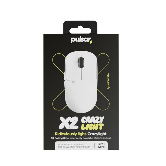 Pulsar професионална геймърска мишка Wireless Gaming Mouse X2 CrazyLight Uyuni White 8K