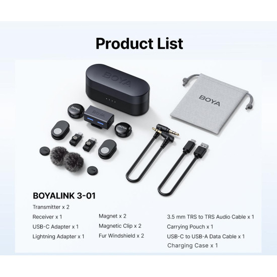 AI-Powered Button-Sized Wireless Microphone BOYALINK 3-01 AI-Powered Button-Sized Wireless Microphone BOYALINK 3-01