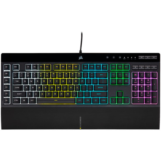 Геймърскa мембранна клавиатура Corsair K55 RGB Pro, USB