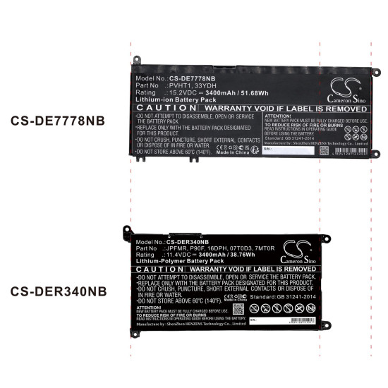 Батерия  за лаптоп  Dell Inspiron13MF Pro-D1508TS, Inspiron 14 5485, Vostro 15 5581, 01VX1H 11,4V 3400mAh CAMERON SINO Батерия  за лаптоп  Dell Inspiron13MF Pro-D1508TS, Inspiron 14 5485, Vostro 15 5581, 01VX1H 11,4V 3400mAh CAMERON SINO