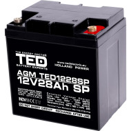 Lead Battery  AGM  12V / 26 Ah/28,5Ah  - 166 / 176 / 125mm терминал F13(M5) TED ELECTRIC Lead Battery  AGM  12V / 26 Ah/28,5Ah  - 166 / 176 / 125mm терминал F13(M5) TED ELECTRIC