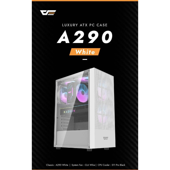 Darkflash кутия Case ATX - A290 White - 3 x 120 mm RGB fans included