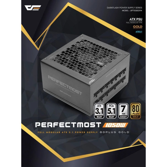 Darkflash захранване PSU ATX 3.1 1050W Gold, Full Modular, PCIe 5.1 - PMT1050 A3