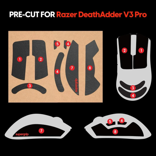 Pulsar лепенки за захват Supergrip Griptape Precut for Razer Deathadder V