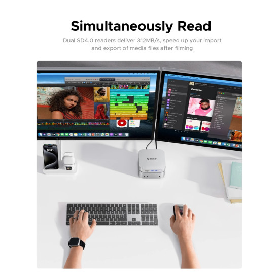 Orico докинг станция SSD Docking station M.2 NVMe - USB4(40Gbps) x 1, USB3.2(10Gbps) x 3, M.2 SSD x 2, SD/TF 4.0 - MiniLink M47P-EU-SV Orico докинг станция SSD Docking station M.2 NVMe - USB4(40Gbps) x 1, USB3.2(10Gbps) x 3, M.2 SSD x 2, SD/TF 4.0 - MiniLink M47P-EU-SV