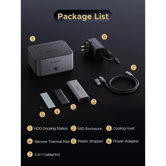 Orico докинг станция Storage - HDD/M.2 Dock - 2 BAY Offline Clone 2.5/3.5/M.2 NVMe USB-C/USB-A - IT28E-C-EU-GY Orico докинг станция Storage - HDD/M.2 Dock - 2 BAY Offline Clone 2.5/3.5/M.2 NVMe USB-C/USB-A - IT28E-C-EU-GY