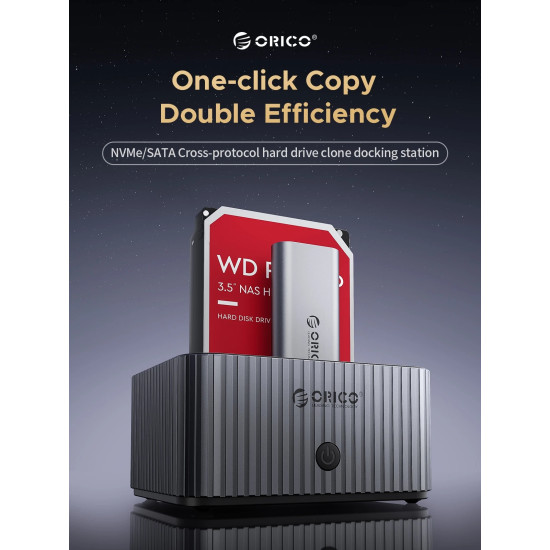 Orico докинг станция Storage - HDD/M.2 Dock - 2 BAY Offline Clone 2.5/3.5/M.2 NVMe USB-C/USB-A - IT28E-C-EU-GY Orico докинг станция Storage - HDD/M.2 Dock - 2 BAY Offline Clone 2.5/3.5/M.2 NVMe USB-C/USB-A - IT28E-C-EU-GY