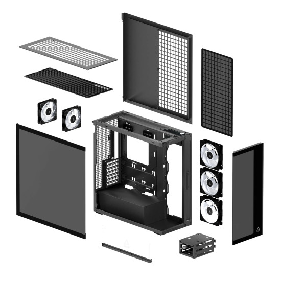 Arctic кутия Case E-ATX - Xtender (Black) - 5 A-RGB Fans included Arctic кутия Case E-ATX - Xtender (Black) - 5 A-RGB Fans included