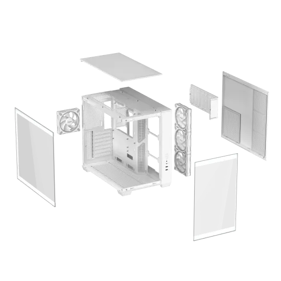 Кутия ASUS A32 PLUS Tempered Glass + 4 ARGB Вентилатора - White