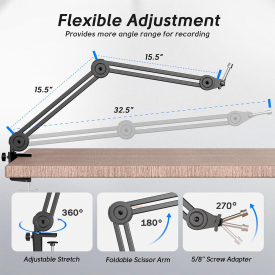 FIFINE BM63 Super Steady Full Metal Heavy Boom Arm Stand FIFINE BM63 Super Steady Full Metal Heavy Boom Arm Stand