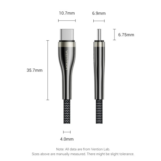 Vention кабел Cable - USB2.0 Type-C to Type-C - 5A Fast Charging, 240W, PD3.1, 1.2m -  CTYBAV Vention кабел Cable - USB2.0 Type-C to Type-C - 5A Fast Charging, 240W, PD3.1, 1.2m -  CTYBAV