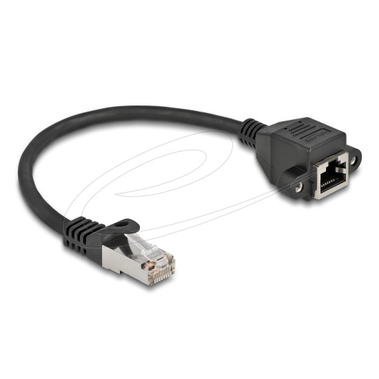 Delock Network cable extension S/FTP RJ45 male to RJ45 female, Cat. 6A, 25 cm, black Delock Network cable extension S/FTP RJ45 male to RJ45 female, Cat. 6A, 25 cm, black