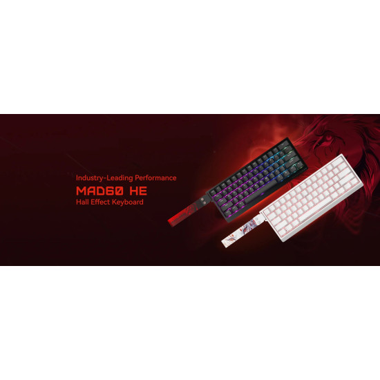 Madlions професионална геймърска механична клавиатура Professional Gaming Mechanical Keyboard MAD 60 HE Flagship V2 - 8K, Magnetic Amber Pro Switches - White Madlions професионална геймърска механична клавиатура Professional Gaming Mechanical Keyboard MAD 60 HE Flagship V2 - 8K, Magnetic Amber Pro Switches - White
